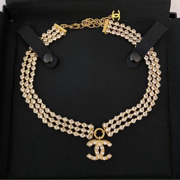 AUTHENTIC CHANEL Gold and Silver Crystal Necklace! Very Rare - Picture 1 of 6